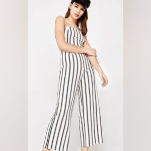 Bershka White Black Stripe Sleeveless Jumpsuit One Piece Size Medium Summer
